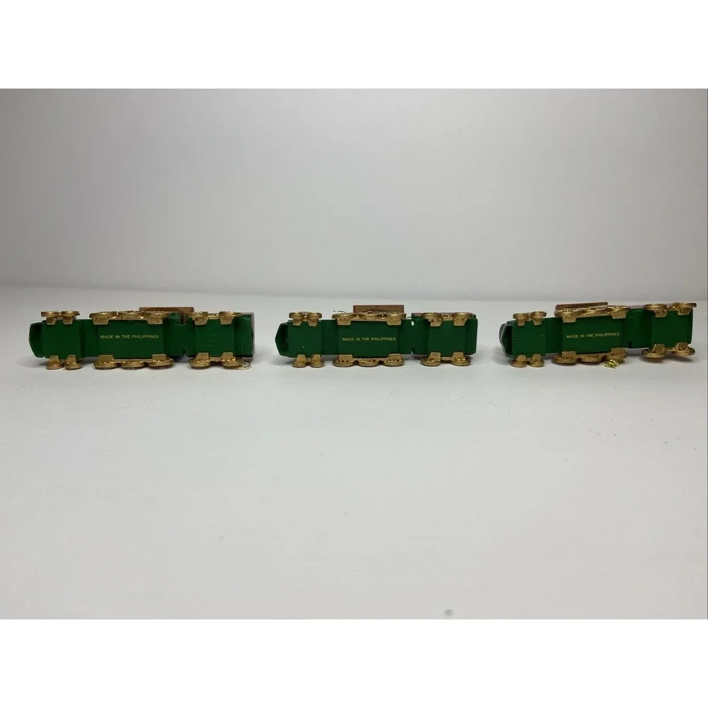 Vintage Wooden Train Christmas Ornaments Set of 3‎ ICRR 382 Steam Engine